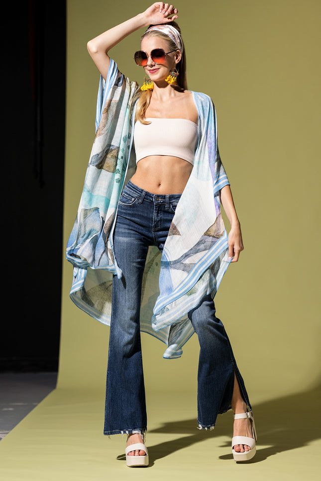 Watercolor Botanical Breeze Kimono