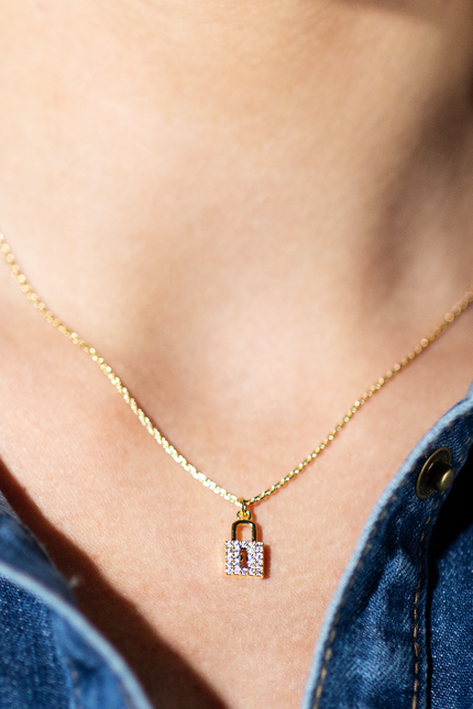 18K Gold Filled Padlock Necklace