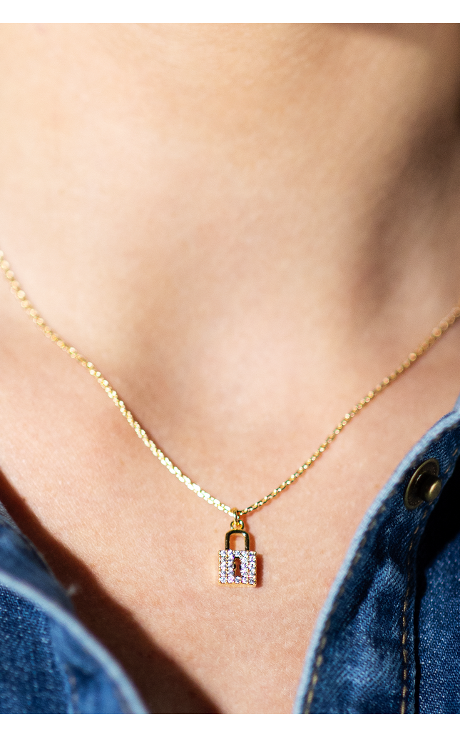 18K Gold Filled Padlock Necklace