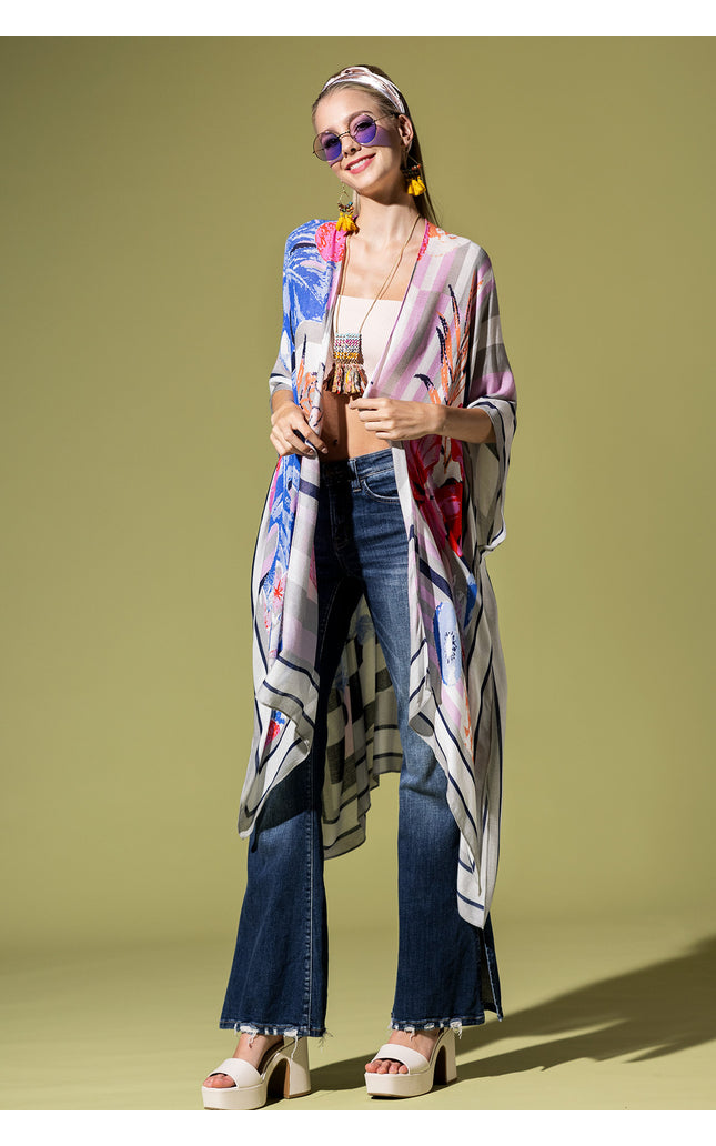 Checkered Bloom Kimono