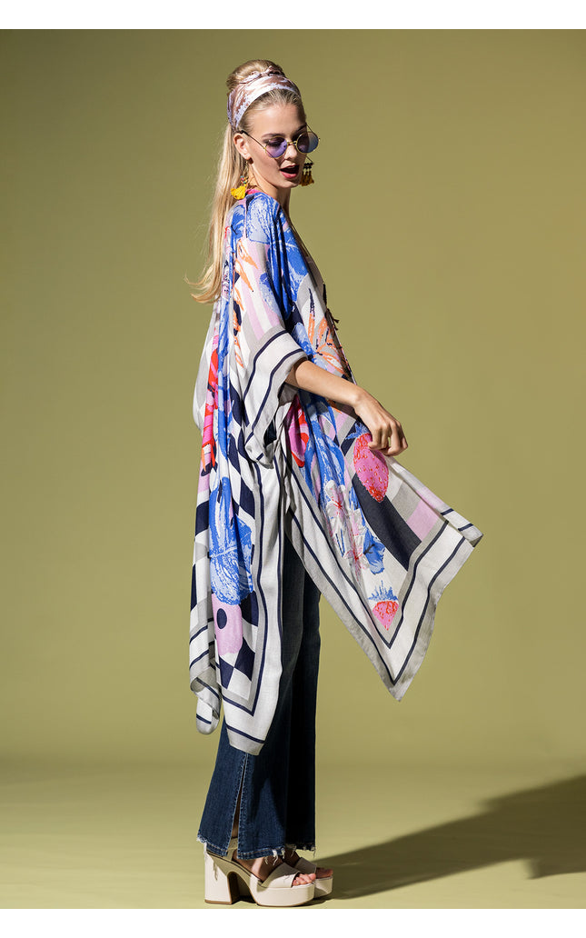 Checkered Bloom Kimono