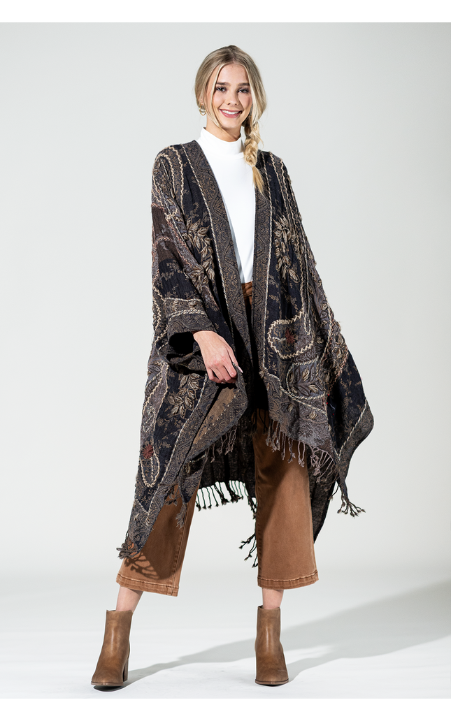 Sierra Noir Wool Ruana