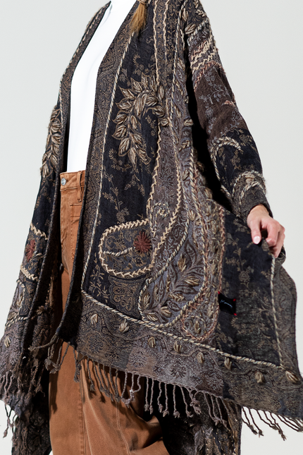 Sierra Noir Wool Ruana