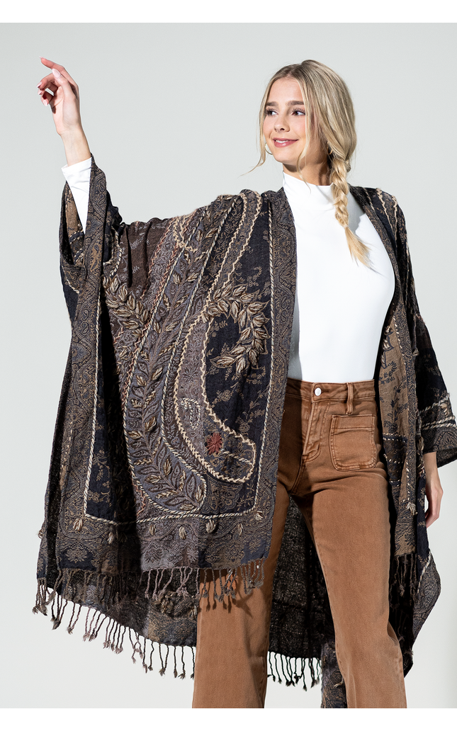 Sierra Noir Wool Ruana