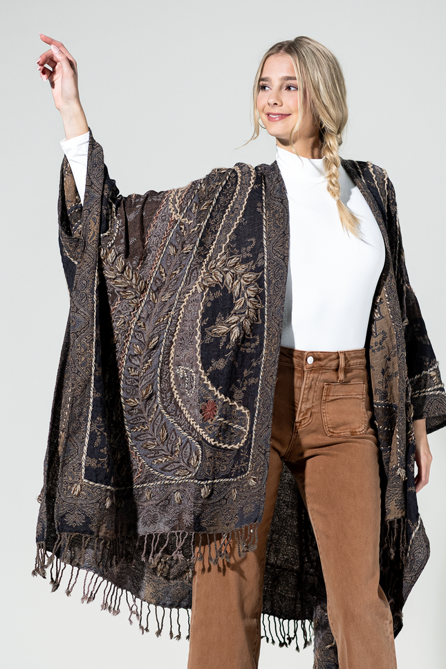 Sierra Noir Wool Ruana