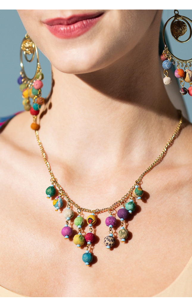 Festive Bead Cascade Necklace