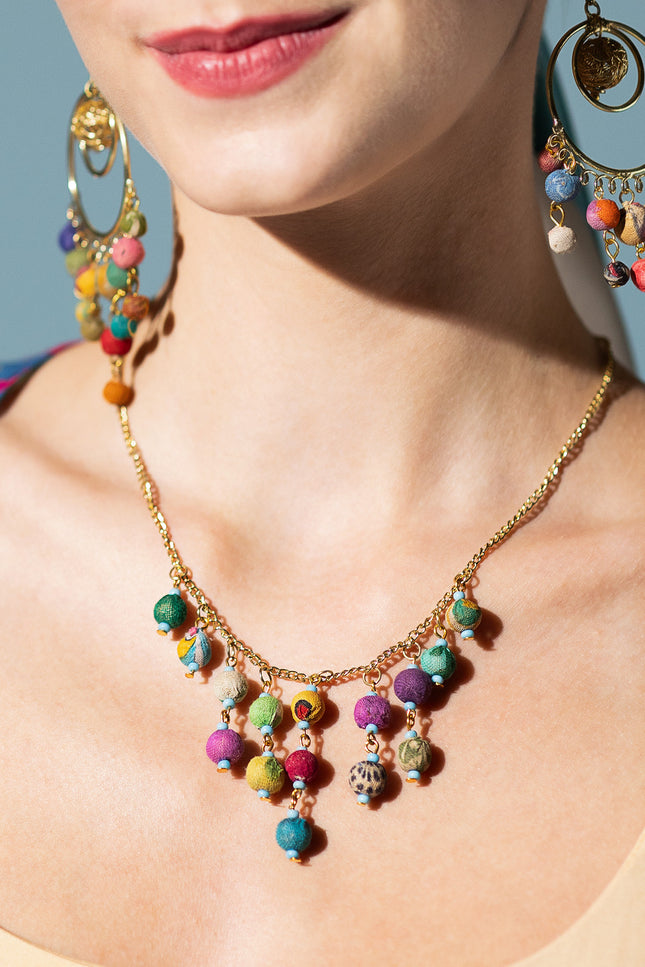 Festive Bead Cascade Necklace
