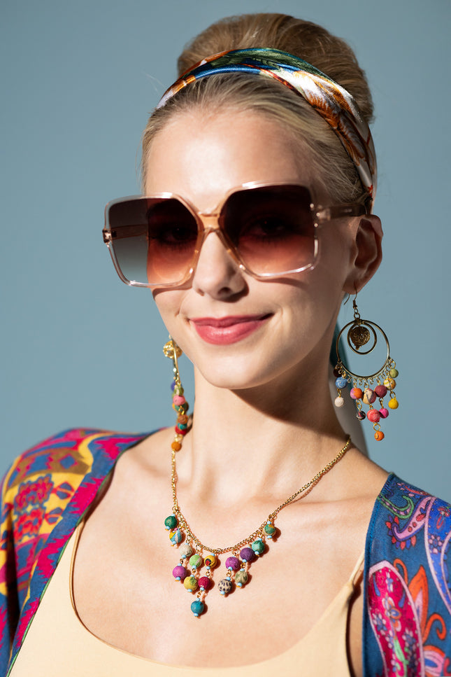 Festive Bead Cascade Necklace
