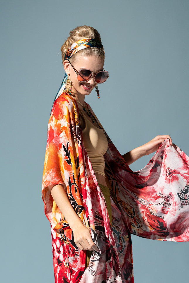 Fiery Rose Kimono