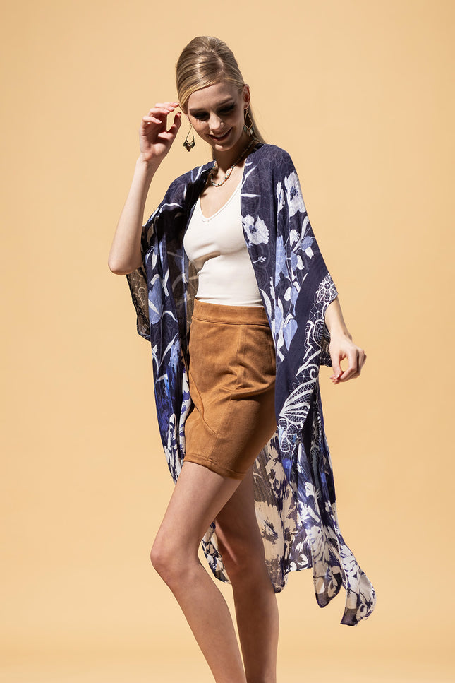 Indigo Floral Kimono