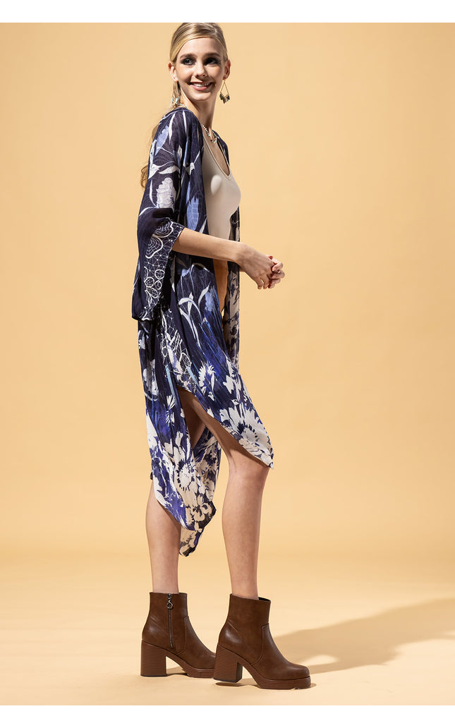 Indigo Floral Kimono