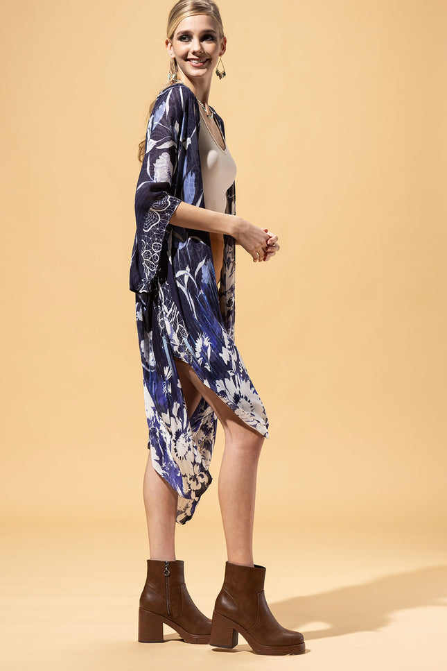 Indigo Floral Kimono