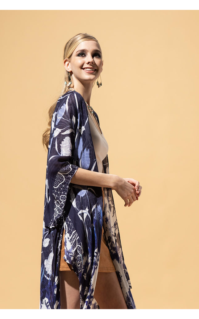 Indigo Floral Kimono