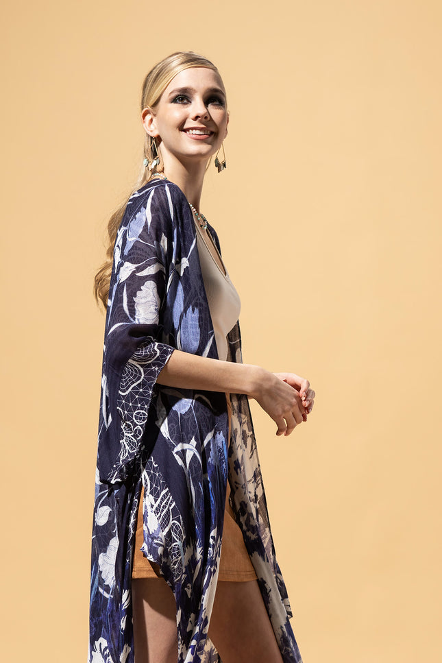 Indigo Floral Kimono