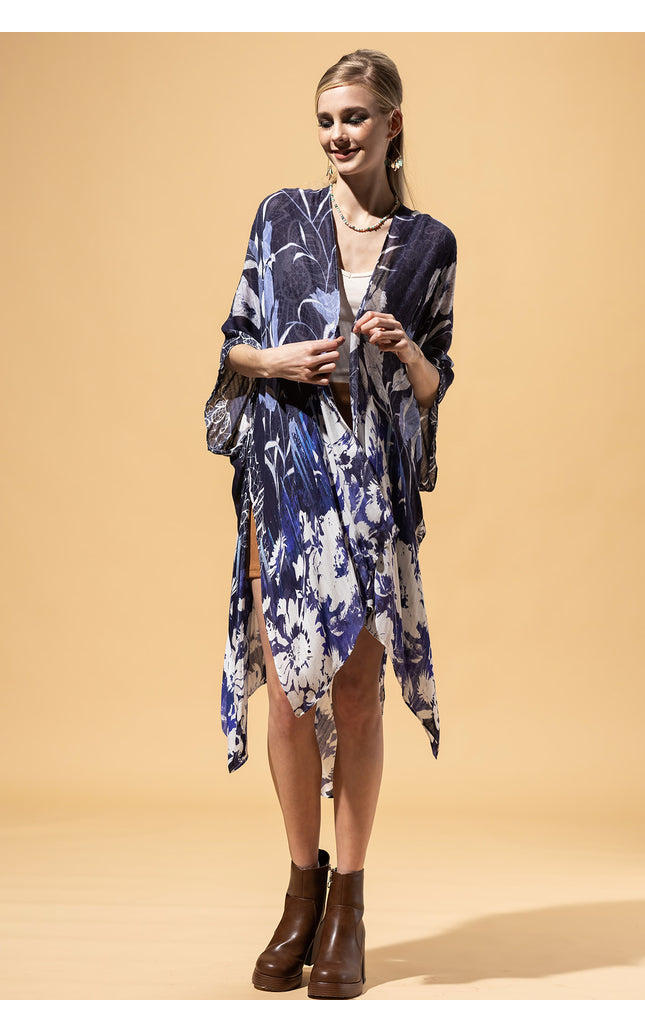Indigo Floral Kimono