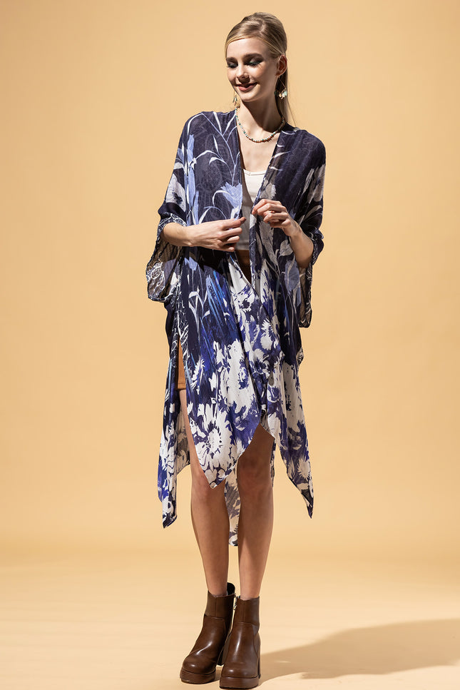 Indigo Floral Kimono