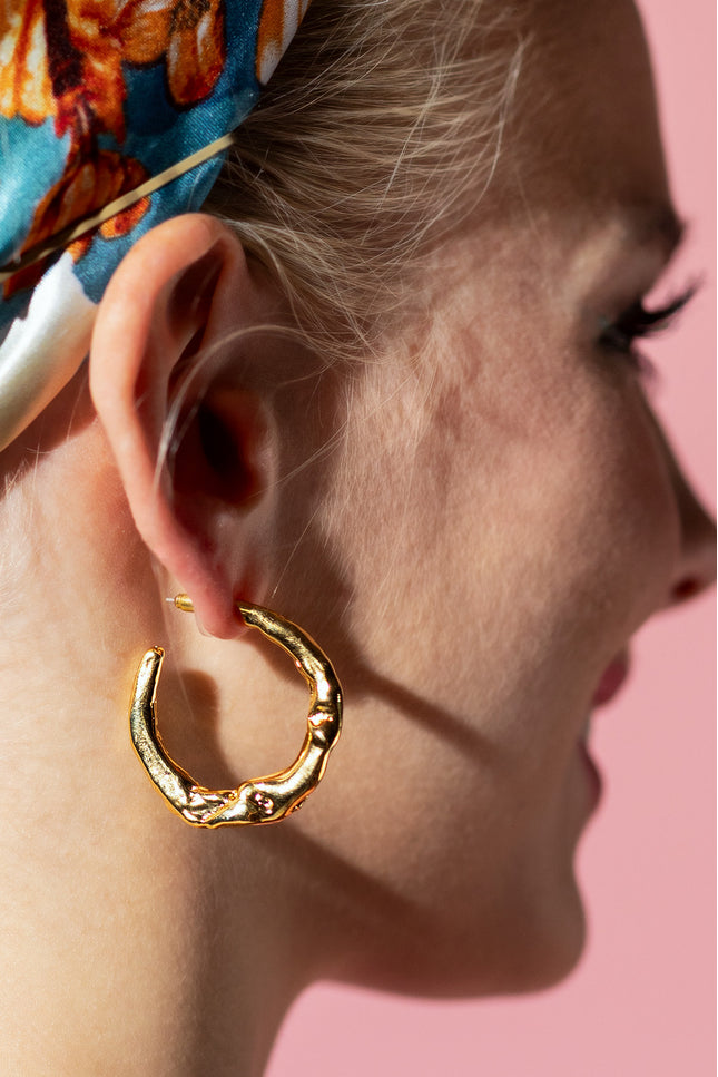 18k gold-plated Organic Texture Hoop Earrings