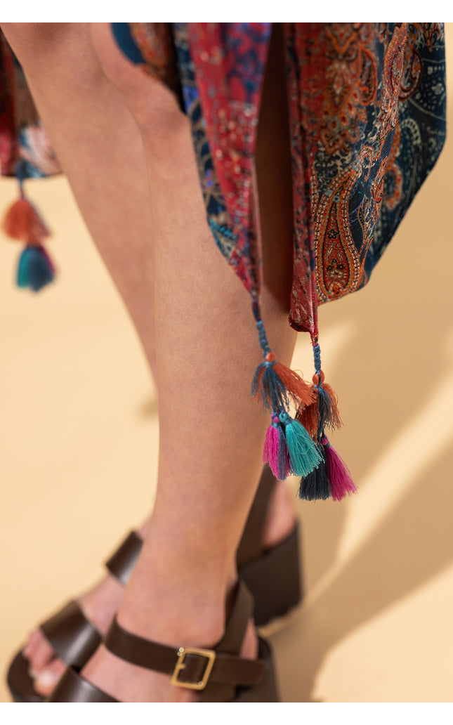 Paisley Shadow Tassel Kimono