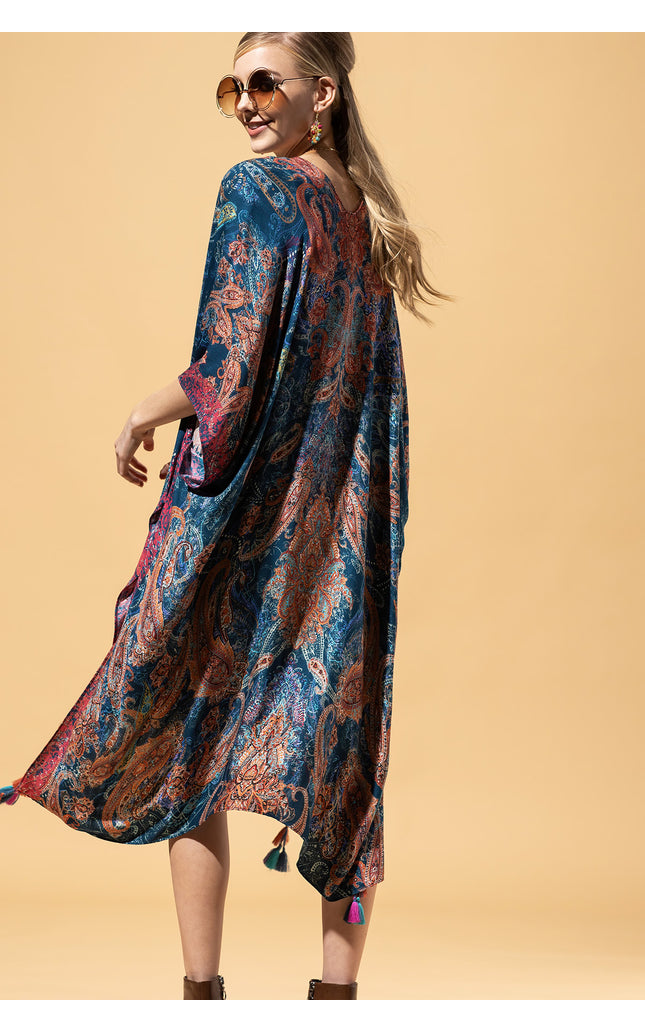 Paisley Shadow Tassel Kimono