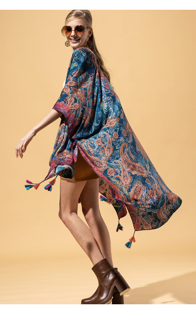 Paisley Shadow Tassel Kimono