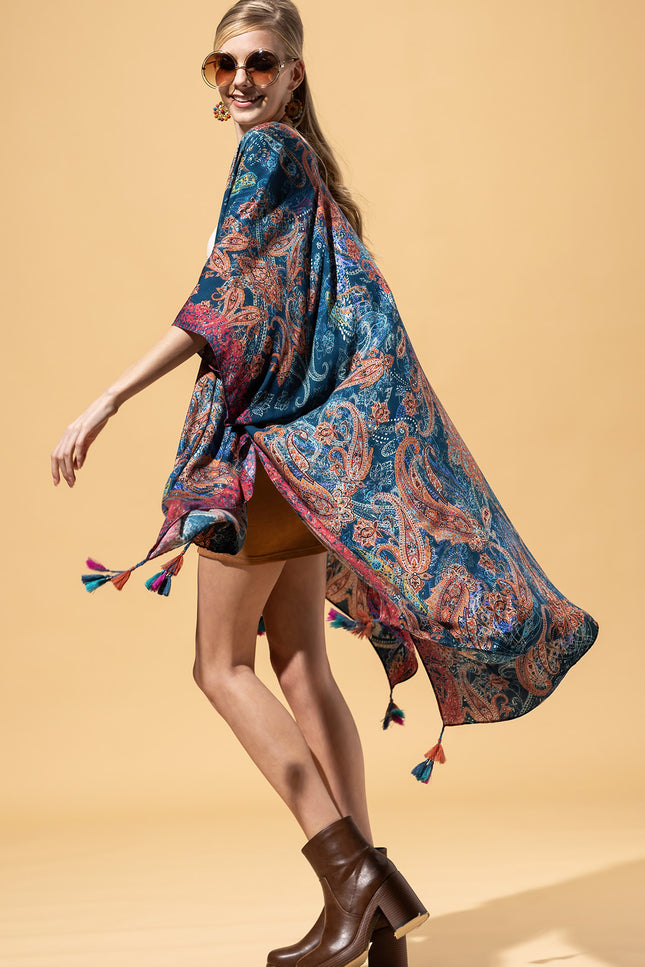 Paisley Shadow Tassel Kimono
