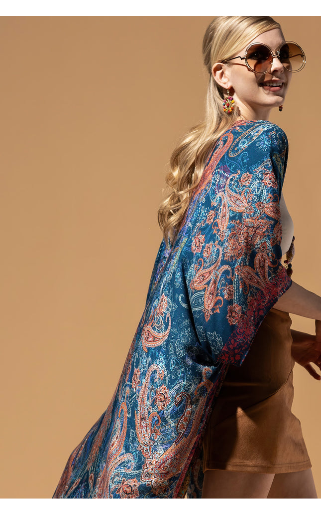 Paisley Shadow Tassel Kimono