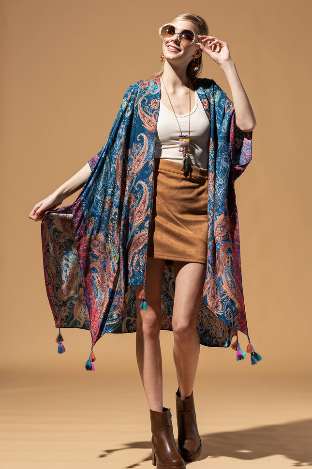 Paisley Shadow Tassel Kimono