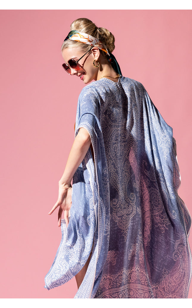 Serene Blue Paisley Kimono