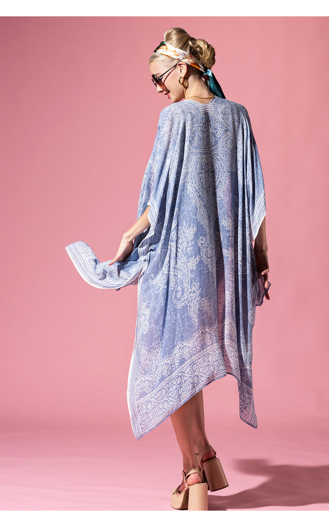 Serene Blue Paisley Kimono