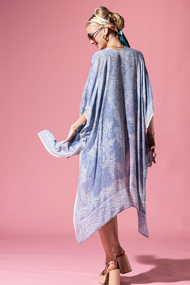 Serene Blue Paisley Kimono