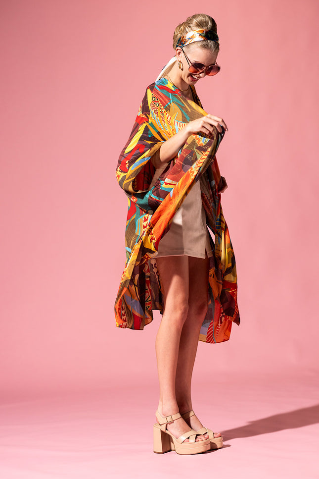 Tropical Geo Lurex Kimono
