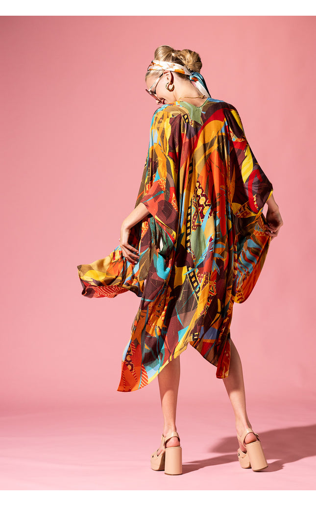 Tropical Geo Lurex Kimono