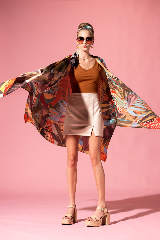 Tropical Geo Lurex Kimono