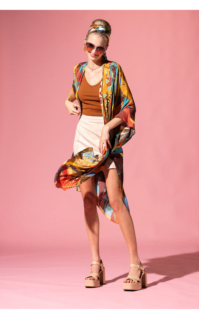 Tropical Geo Lurex Kimono