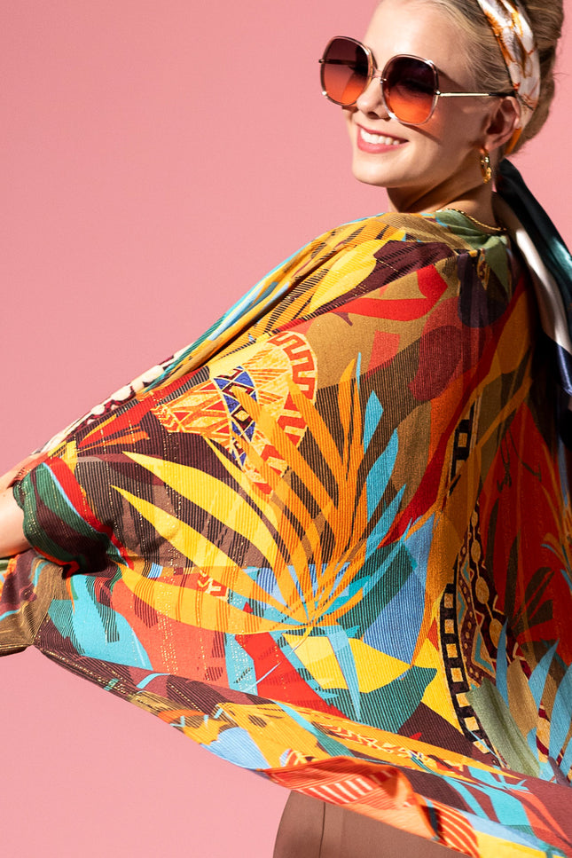 Tropical Geo Lurex Kimono