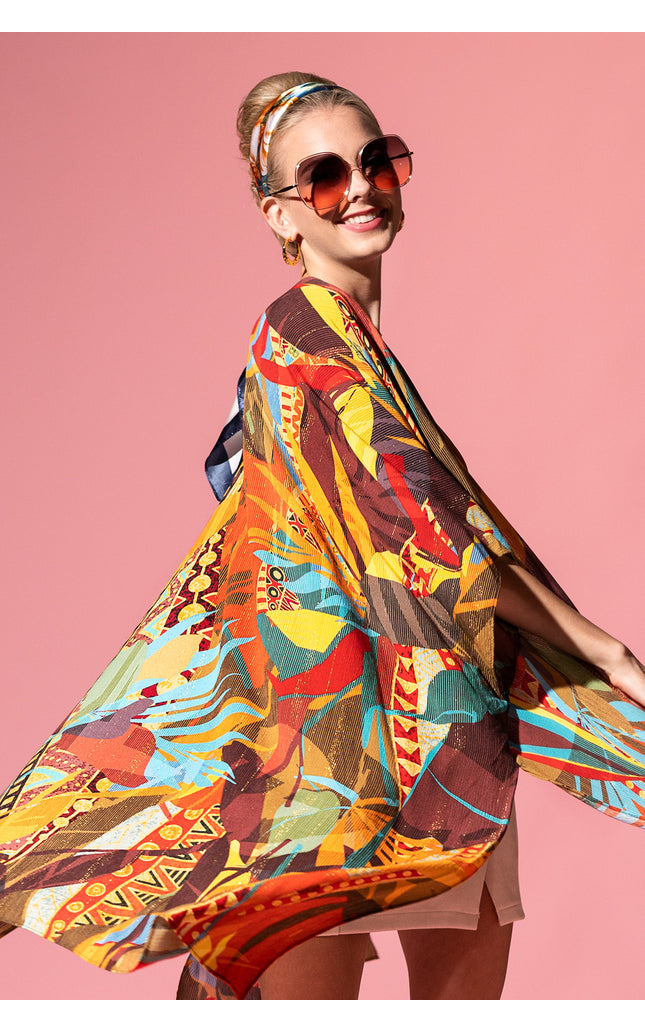 Tropical Geo Lurex Kimono