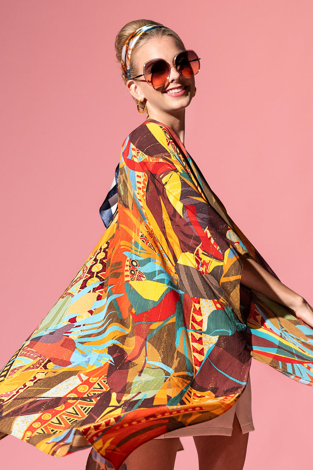 Tropical Geo Lurex Kimono