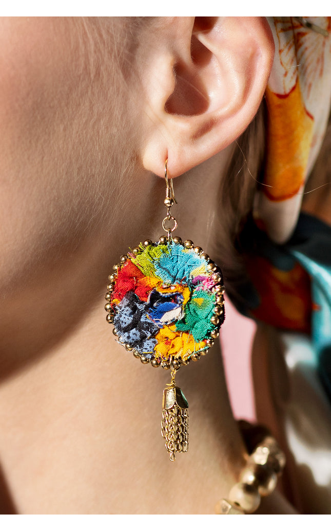 Bohemian Patchwork Tassel Earrings