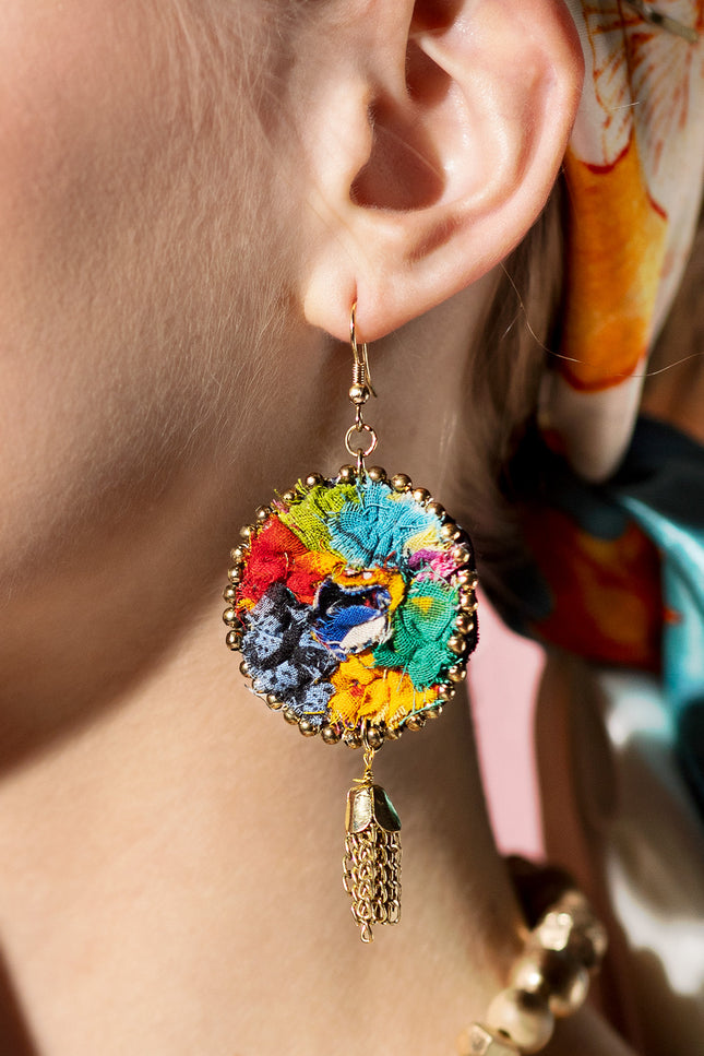 Bohemian Patchwork Tassel Earrings
