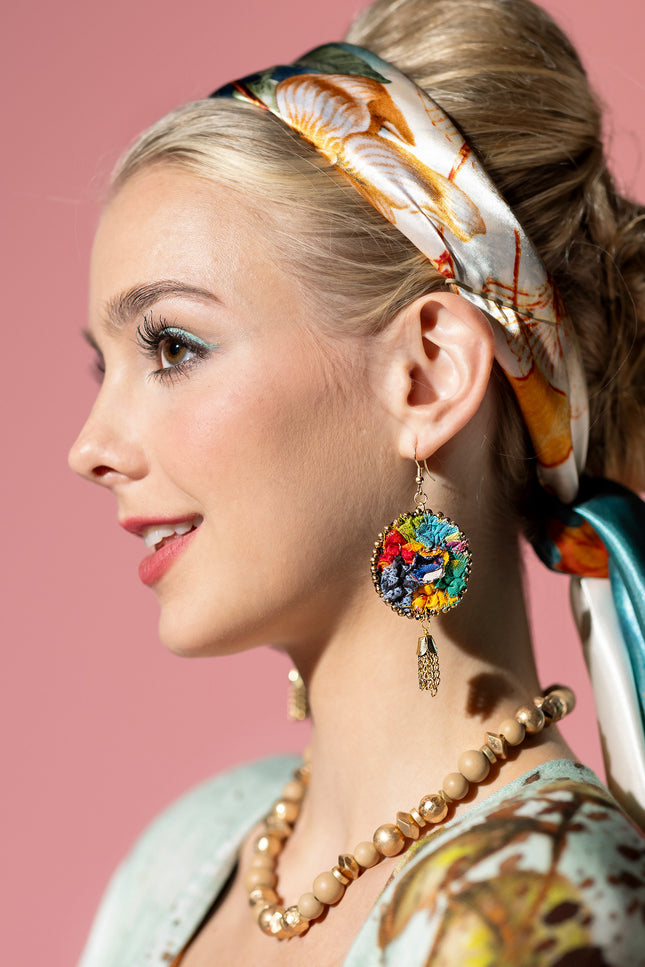 Bohemian Patchwork Tassel Earrings