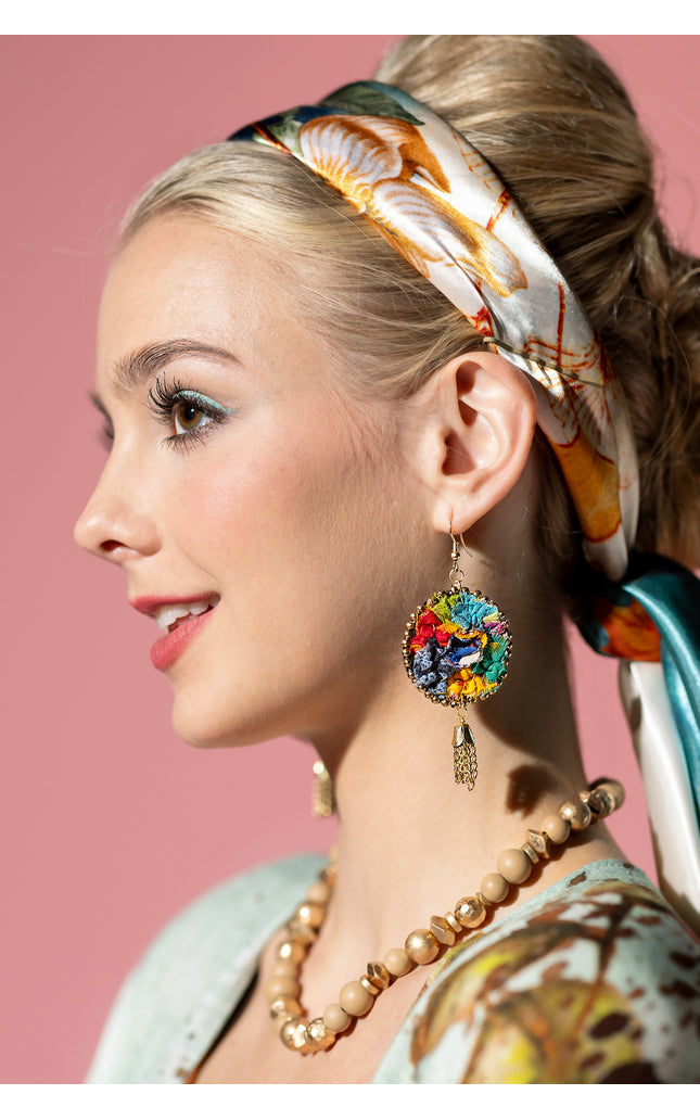Bohemian Patchwork Tassel Earrings