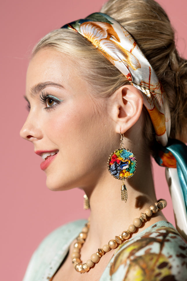 Bohemian Patchwork Tassel Earrings