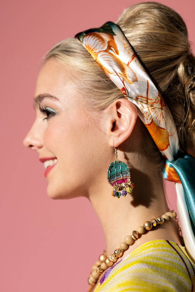 Patchwork Fabric Drop Earrings