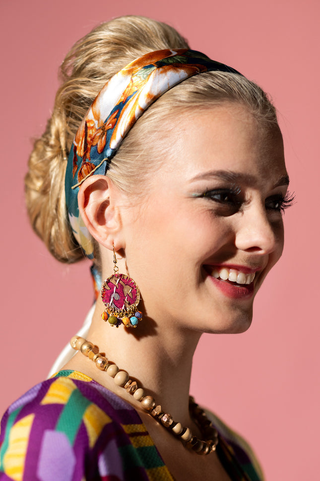 Patchwork Fabric Drop Earrings