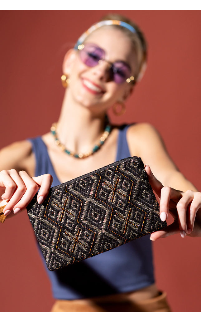 Midnight Mosaic Jacquard Clutch