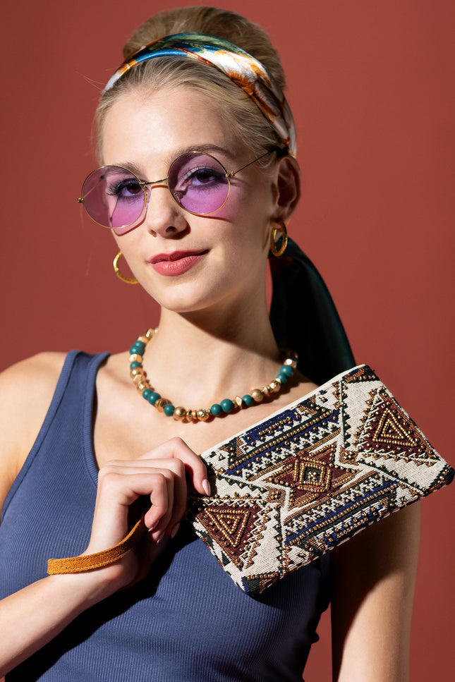 Earthy Jacquard Clutch