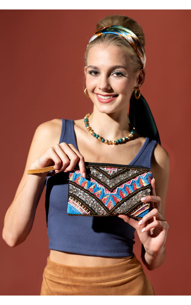 Chevron Shimmer Clutch