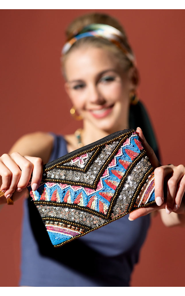 Chevron Shimmer Clutch