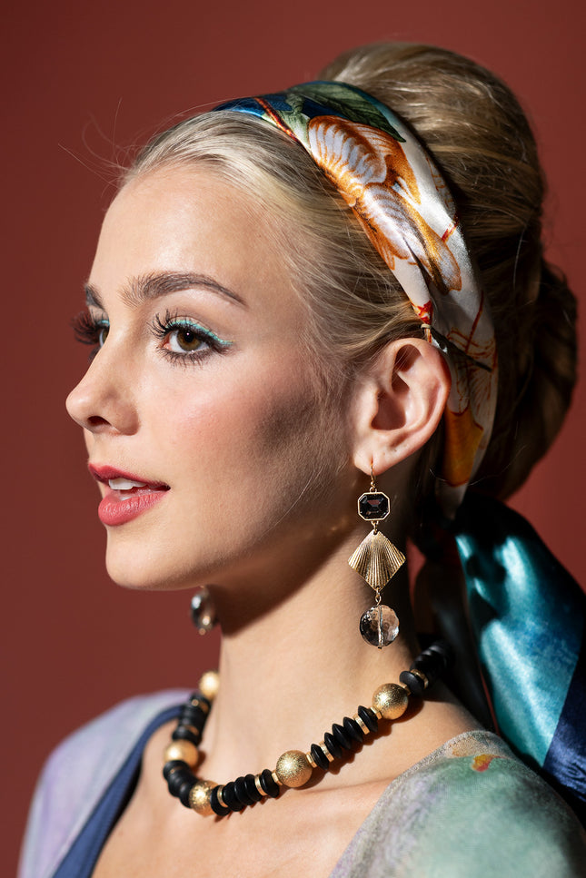 Black and Gold Geometric Earrings