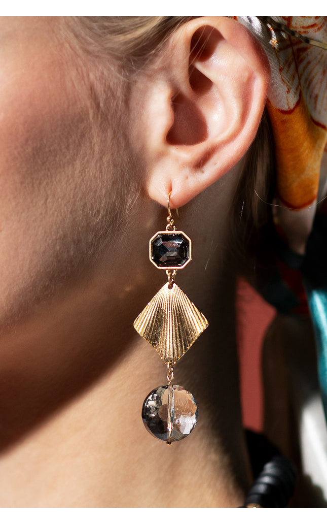 Black and Gold Geometric Earrings